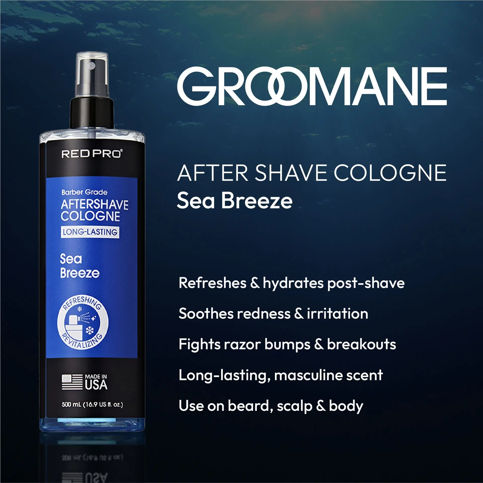 Red PRO Groomane Cooling Aftershave Cologne for Men - Image 91