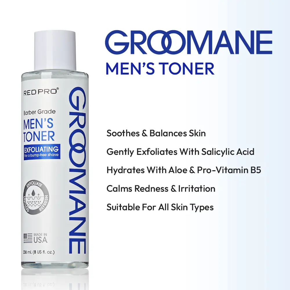 Red PRO Groomane Men’s Exfoliating Toner with Salicylic Acid - Image 3
