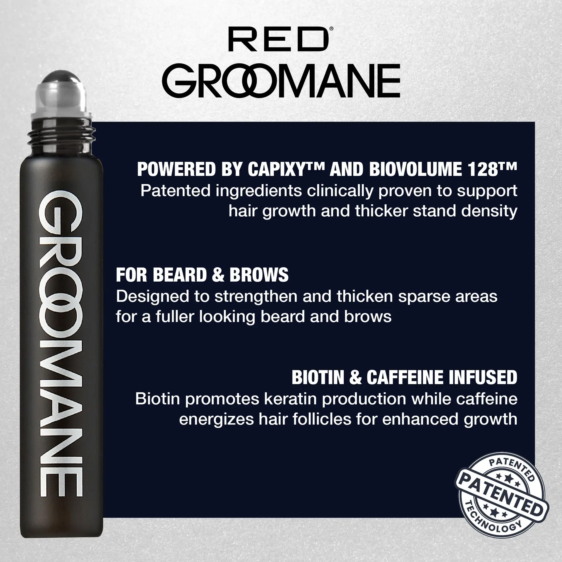 Red PRO Groomane Roll-On Beard Growth Serum for Thicker Beard & Brows - Image 3