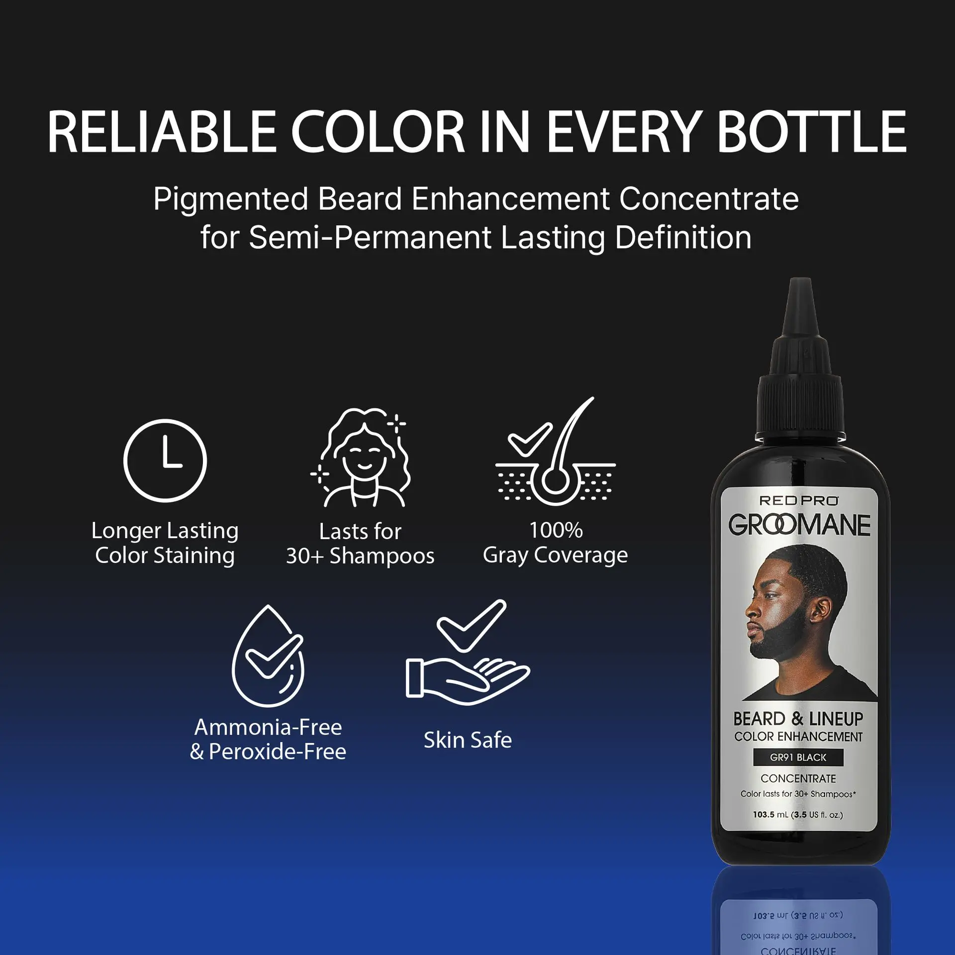 Red PRO Groomane Semi-Permanent Beard Dye Color Enhancement for Men’s Beards, Hairlines & Fades - Image 6