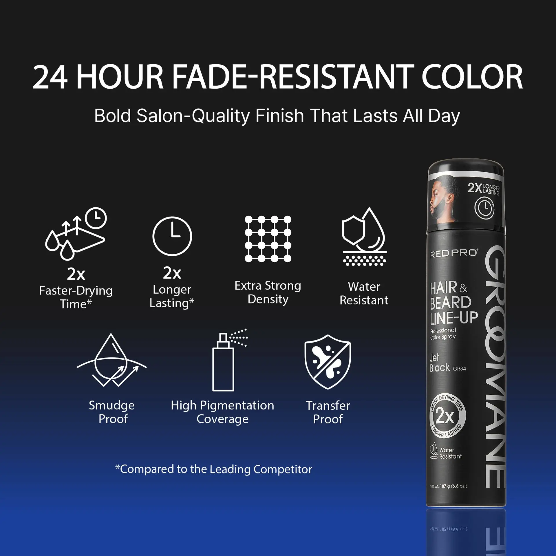 Red PRO Groomane Waterproof & Fade-Resistant Professional Temporary Color Spray For Hair, Beards & Lineup (6.6 oz.) - Image 19