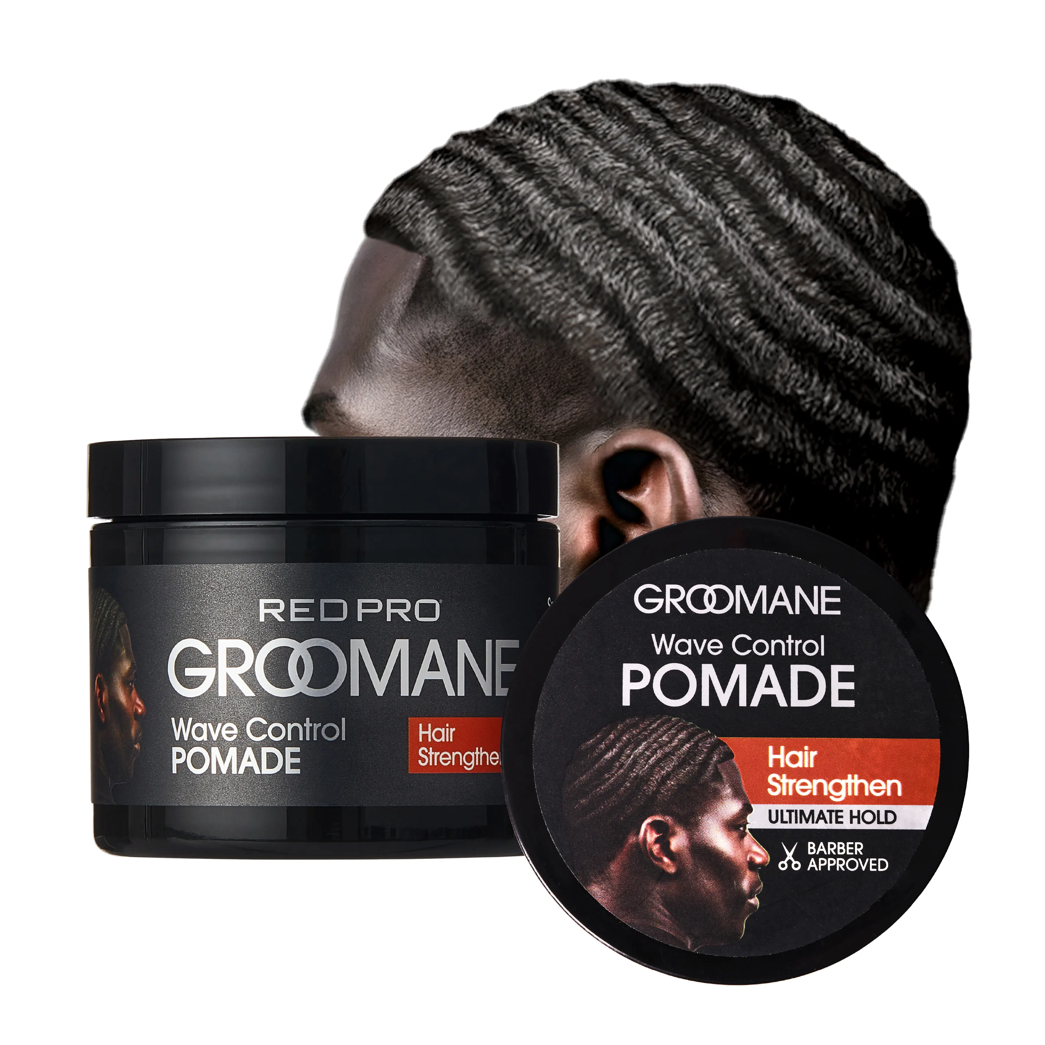 Red PRO Groomane Wave Control Pomade - Ultimate Hold, Moisture & Shine - Image 2