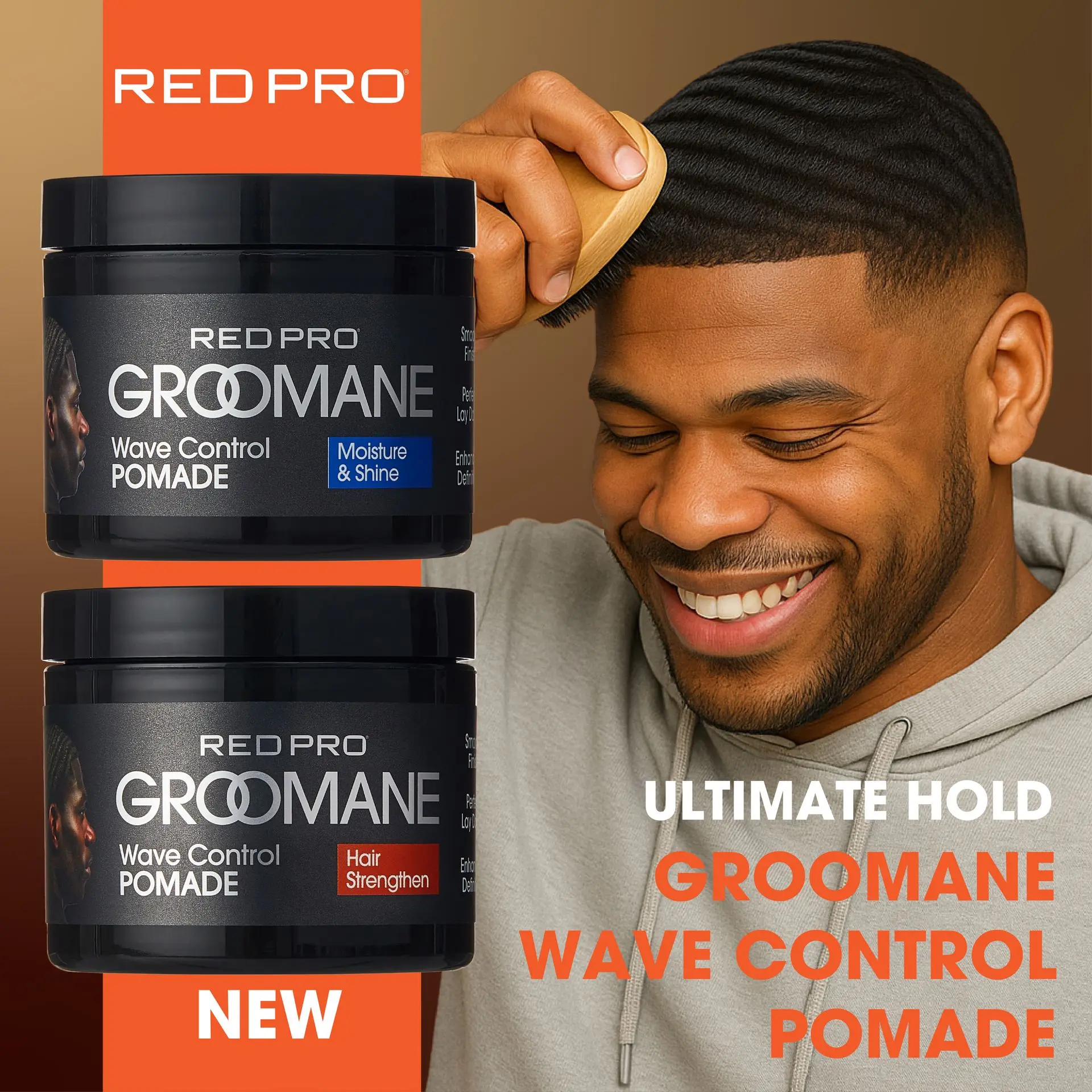 Red PRO Groomane Wave Control Pomade - Ultimate Hold, Moisture & Shine - Image 4