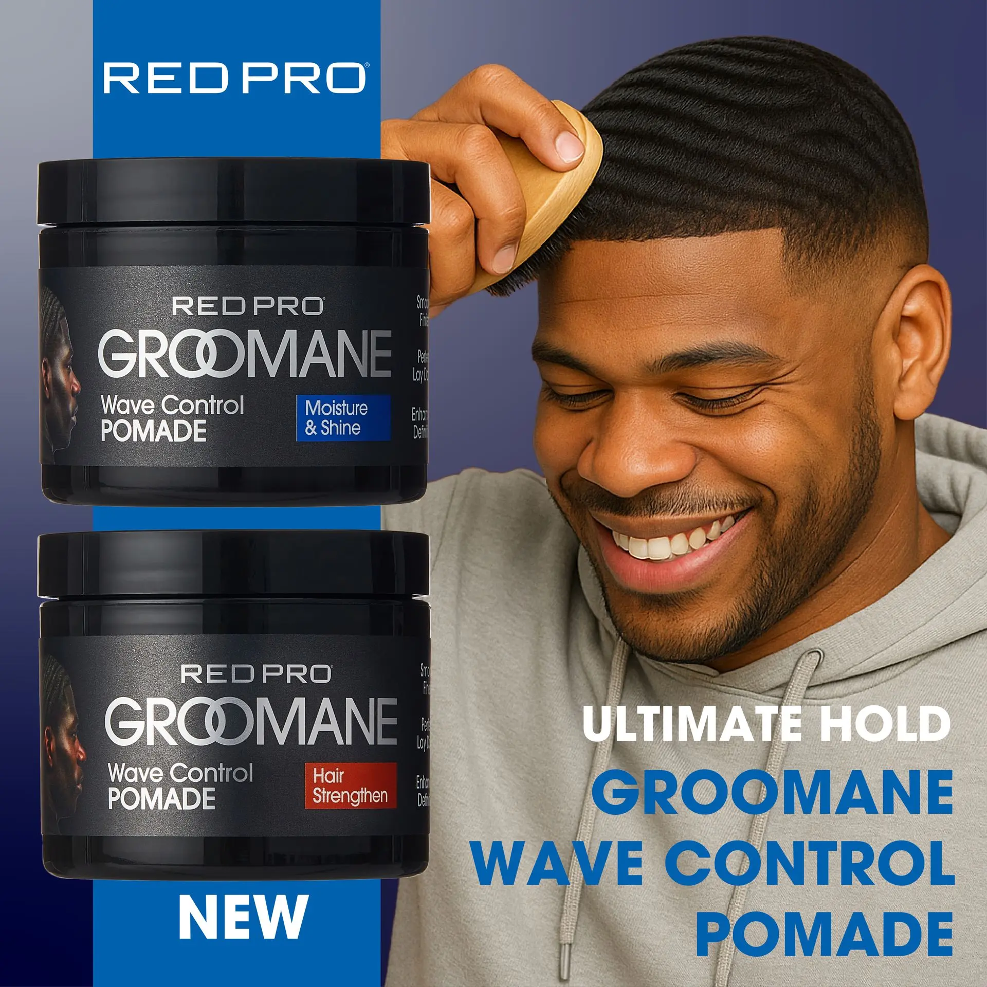 Red PRO Groomane Wave Control Pomade - Ultimate Hold, Moisture & Shine - Image 7