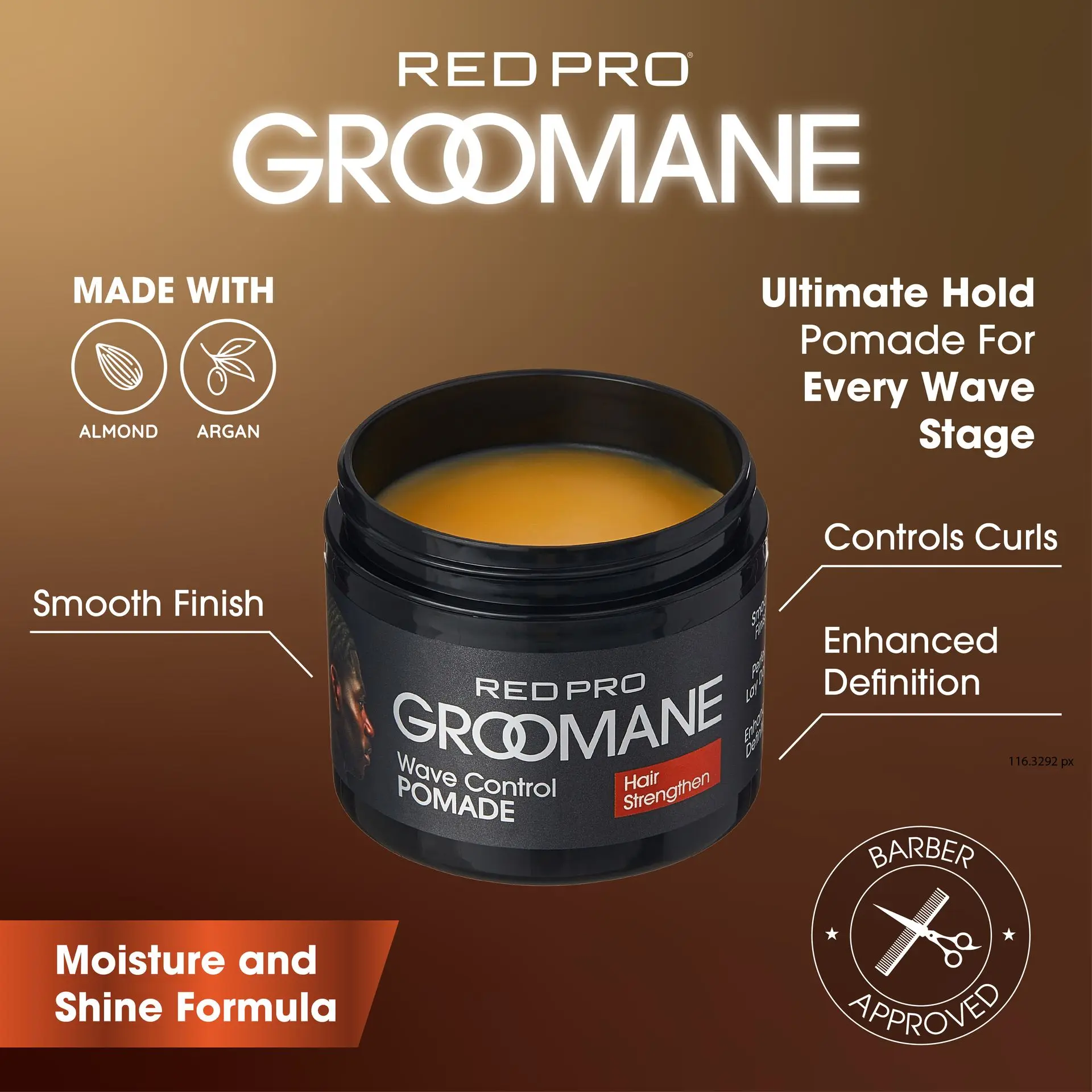 Red PRO Groomane Wave Control Pomade - Ultimate Hold, Moisture & Shine - Image 8