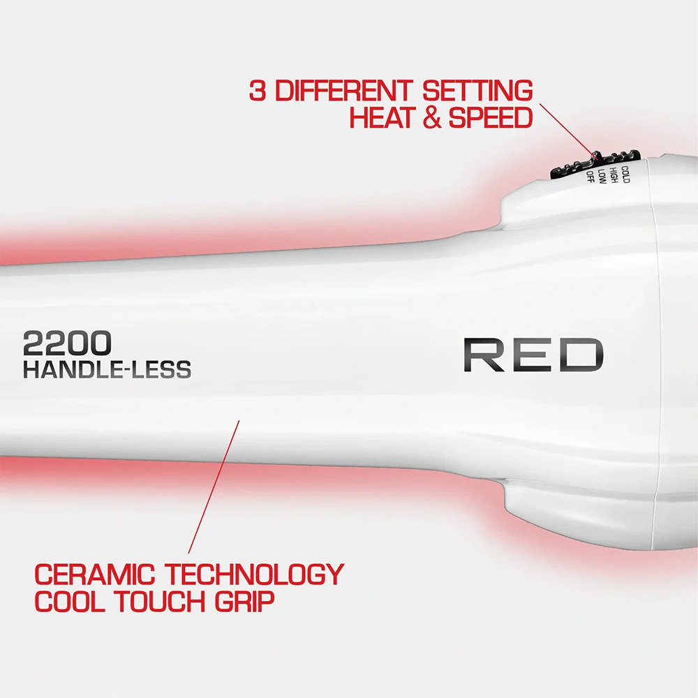 RED by KISS Handle-Less 2200W Ceramic Tourmaline Hair Dryer, Frizz-Free Shine, Pik & Diffuser Included - Image 6
