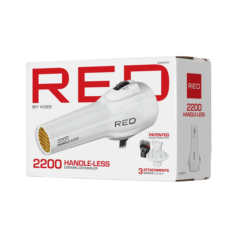RED by KISS Handle-Less 2200W Ceramic Tourmaline Hair Dryer, Frizz-Free Shine, Pik & Diffuser Included - Image 9