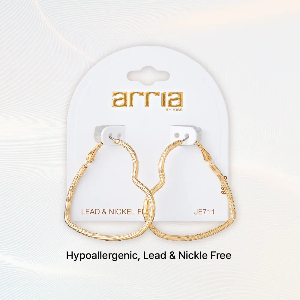 Arria Heart-Shaped Open Hoop Earrings in Gold Tone – 40mm - Image 3