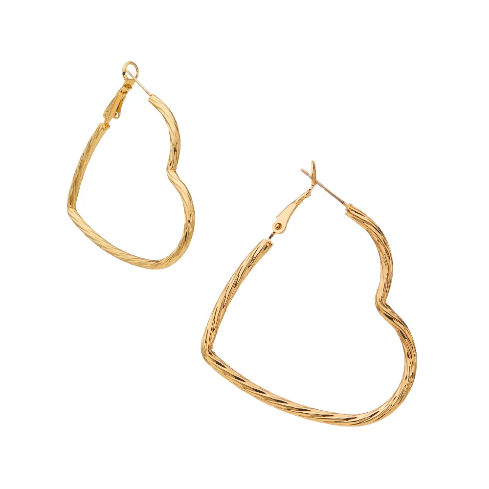 Arria Heart-Shaped Open Hoop Earrings in Gold Tone – 40mm - Image 5