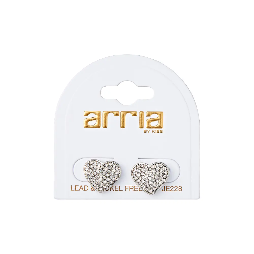 Arria Heart Stud Earrings in Gold & White Gold Tone – 13.2mm - Image 13