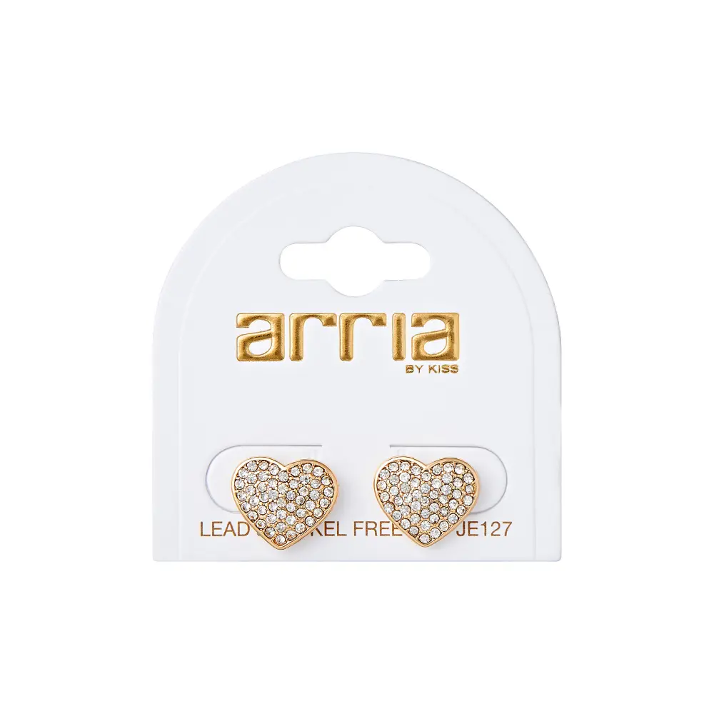 Arria Heart Stud Earrings in Gold & White Gold Tone – 13.2mm - Image 6