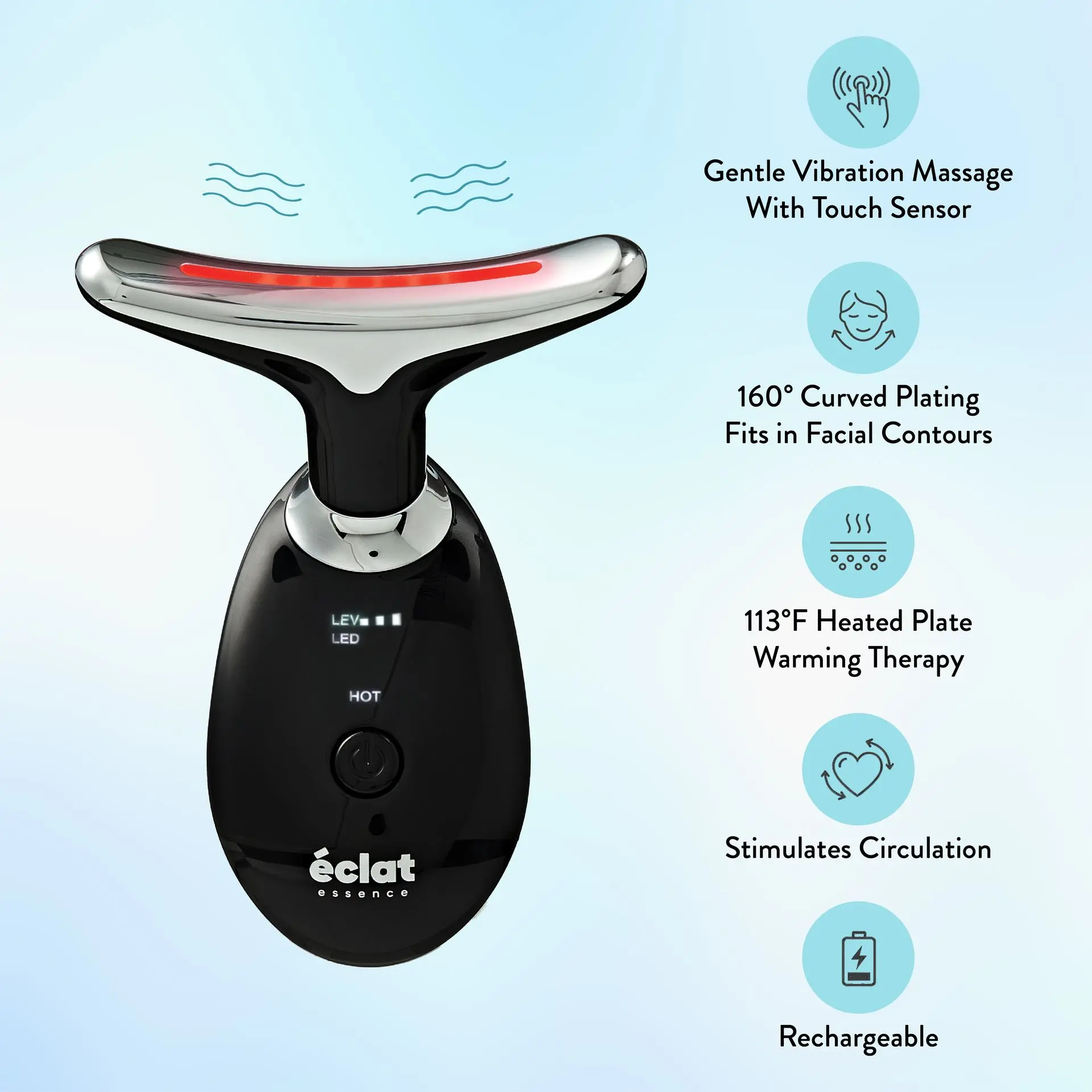 éclat Heated Face & Neck Massager with 7 LED Light Therapy – Sculpt, Lift & Illuminate - Image 14