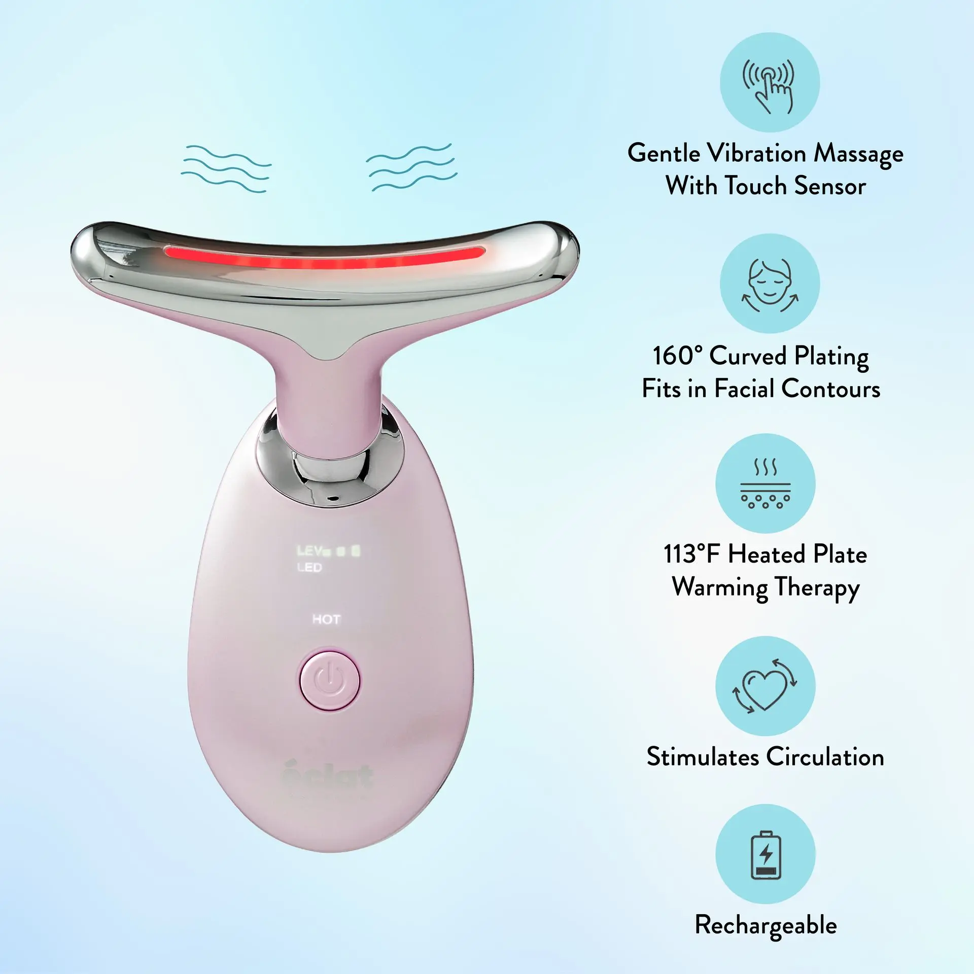 éclat Heated Face & Neck Massager with 7 LED Light Therapy – Sculpt, Lift & Illuminate - Image 26