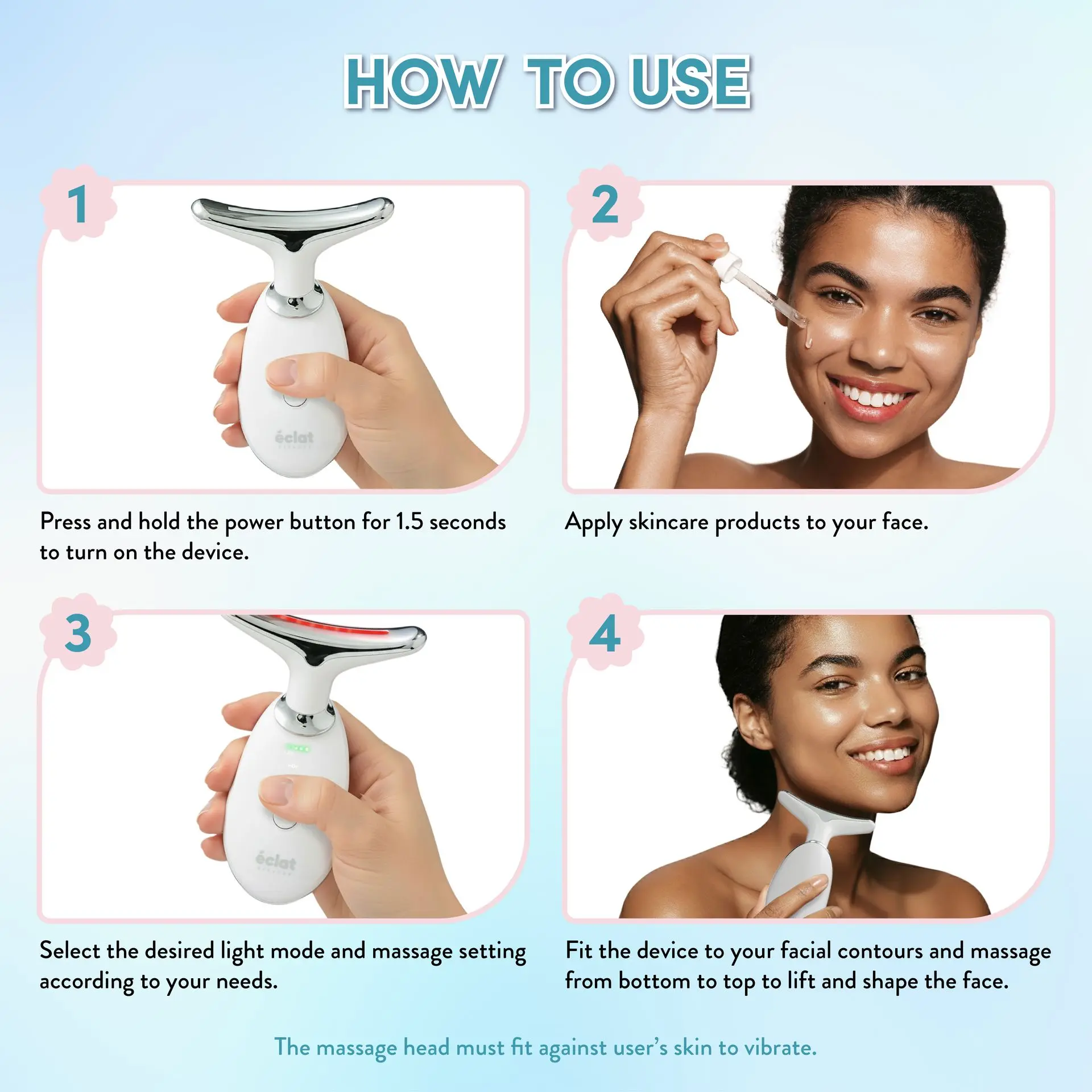 éclat Heated Face & Neck Massager with 7 LED Light Therapy – Sculpt, Lift & Illuminate - Image 6