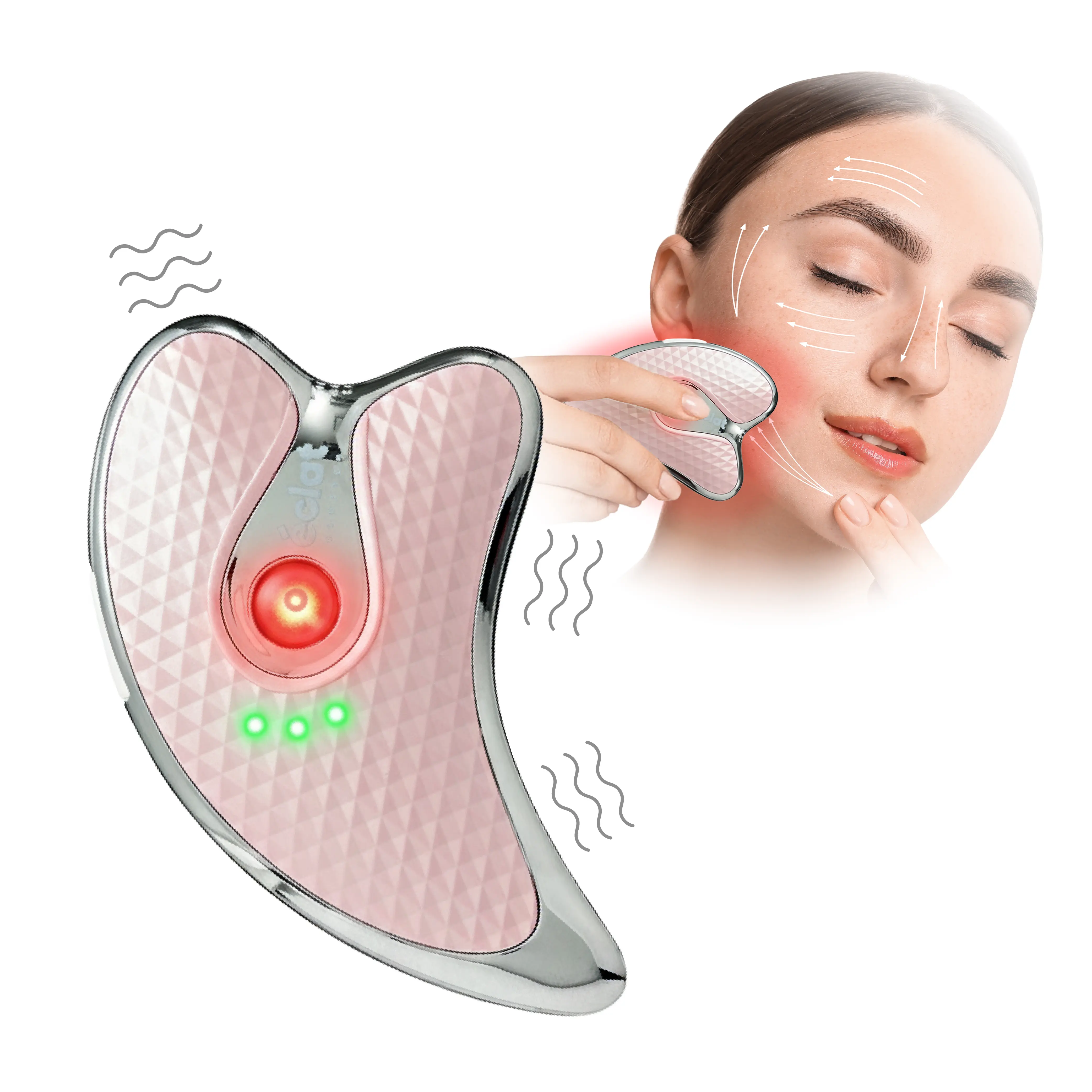 éclat Heated Gua Sha Facial Massager for Face & Neck – Depuff, Lift & Glow - Image 11