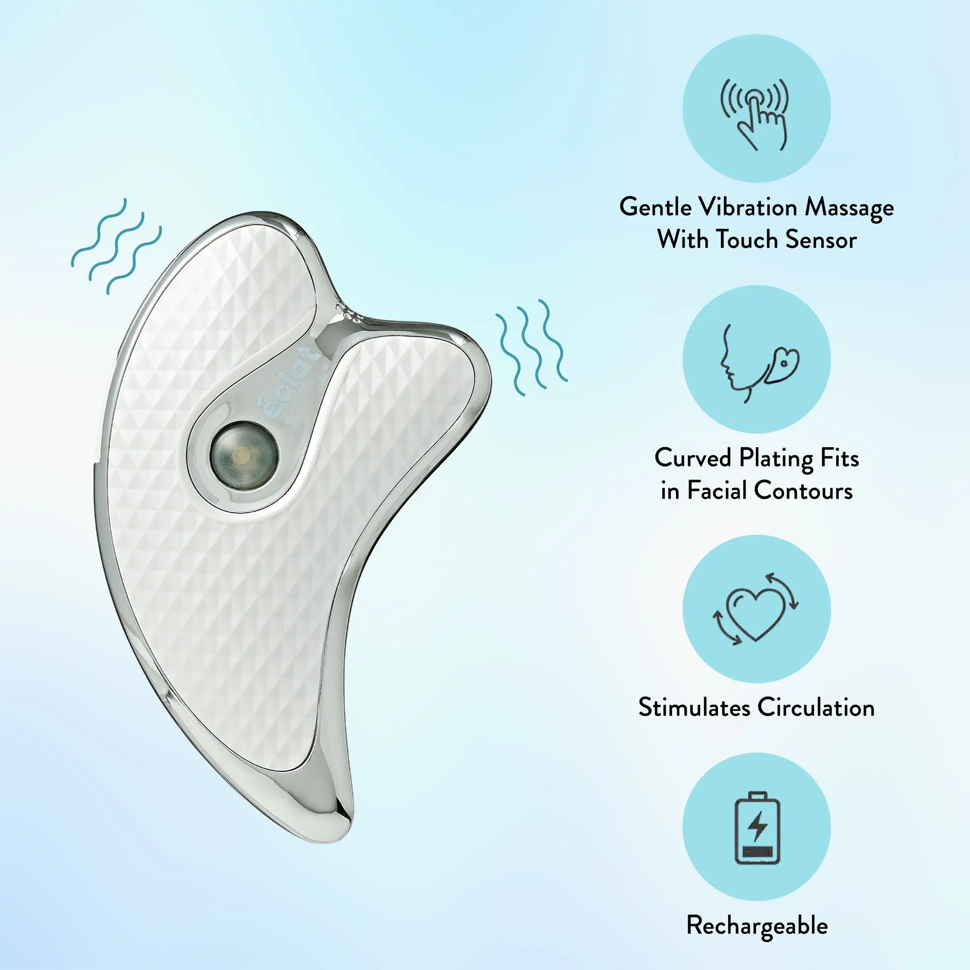 éclat Heated Gua Sha Facial Massager for Face & Neck – Depuff, Lift & Glow - Image 3