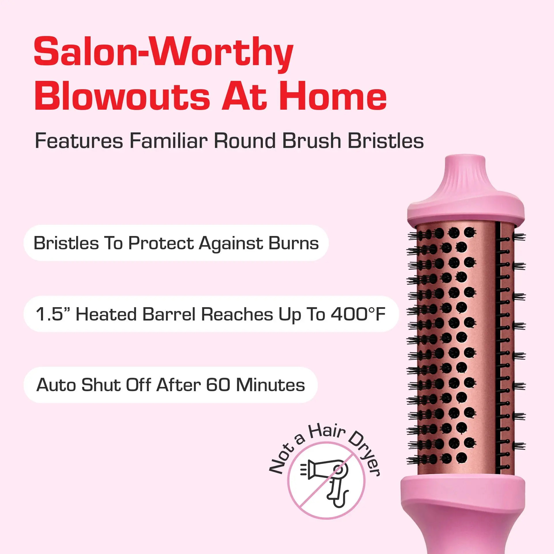 RED by KISS Heated Roll Brush 2 in 1 Curling Iron & Volumizing Hair Brush - Image 6