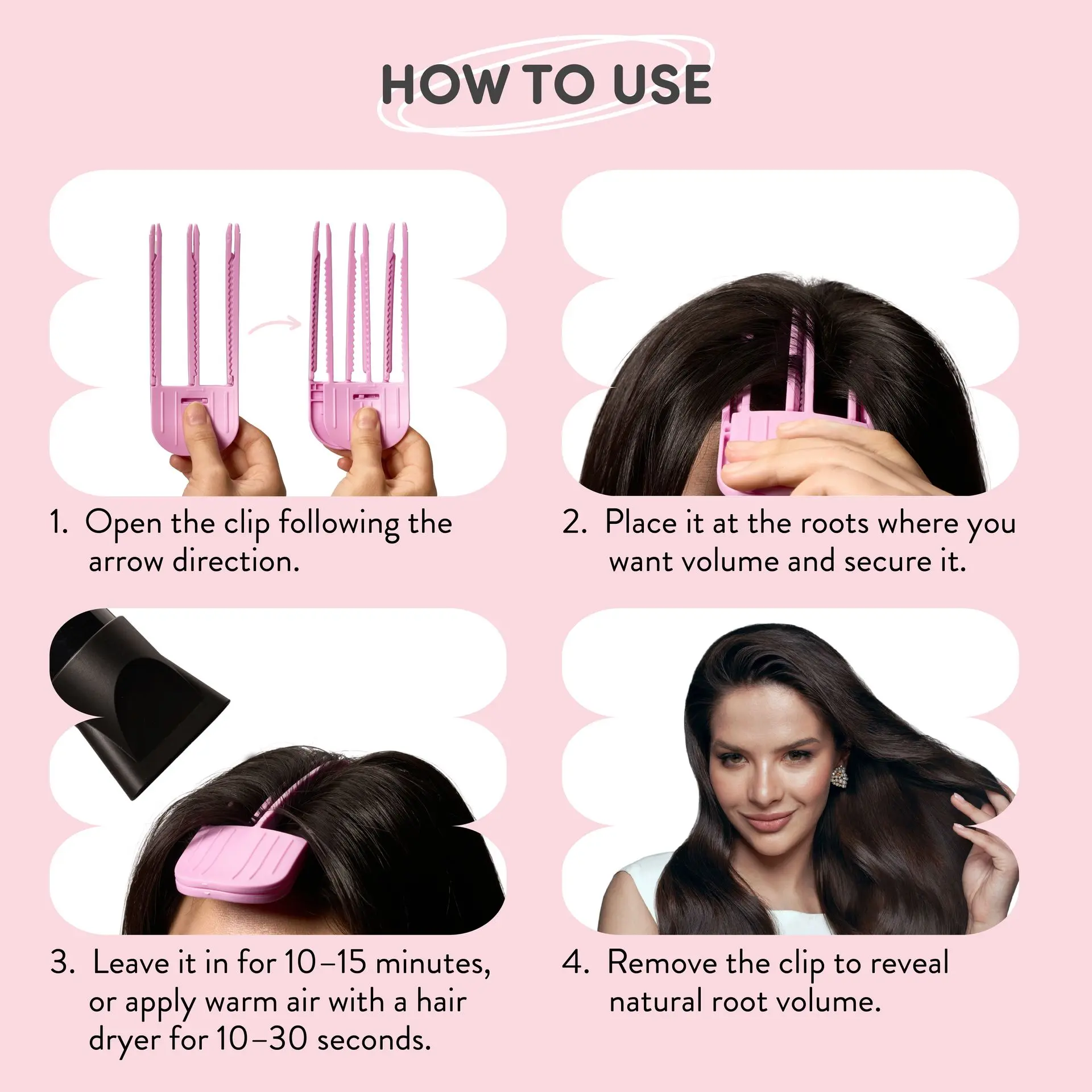 éclat Heatless Volumizing Hair Root Booster Clips - 2pcs Set - Image 5