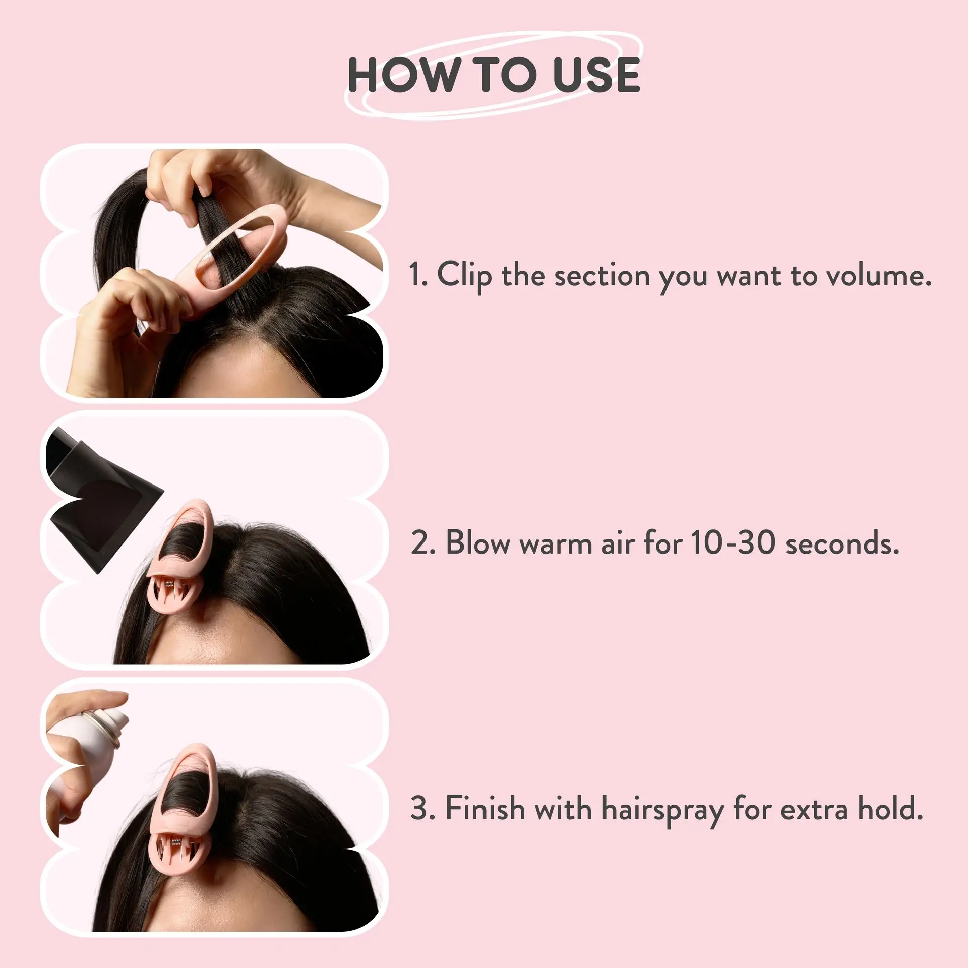 éclat 2pcs Hair Root Volumizing Clip Set - Heatless Volume Styling Tool for Bangs & Crown - Image 4