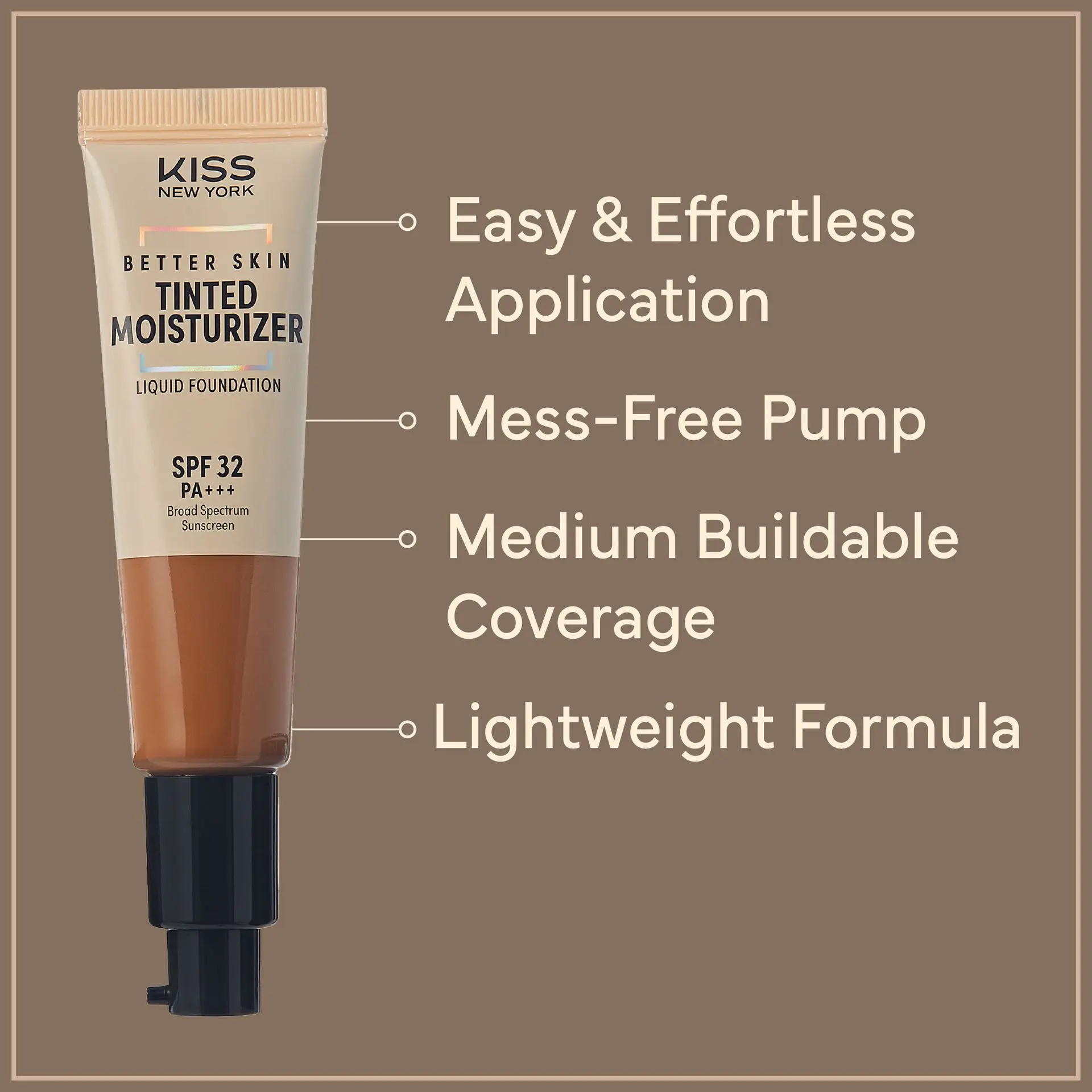 Kiss New York Hydrating Tinted Moisturizer SPF 32 PA+++ Buildable Coverage for Deep Skin Tones, 12H Wear - Image 17
