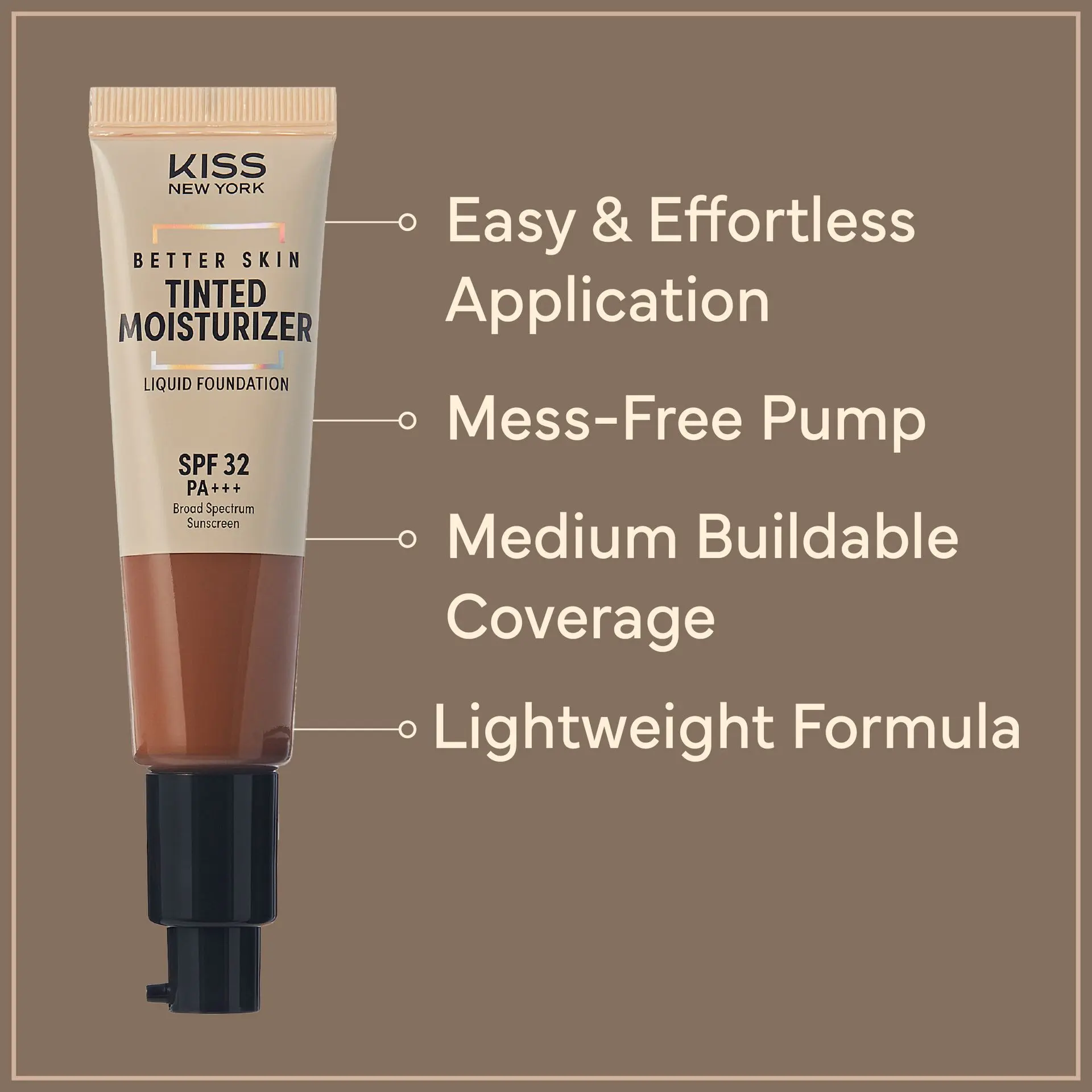 Kiss New York Hydrating Tinted Moisturizer SPF 32 PA+++ Buildable Coverage for Deep Skin Tones, 12H Wear - Image 18