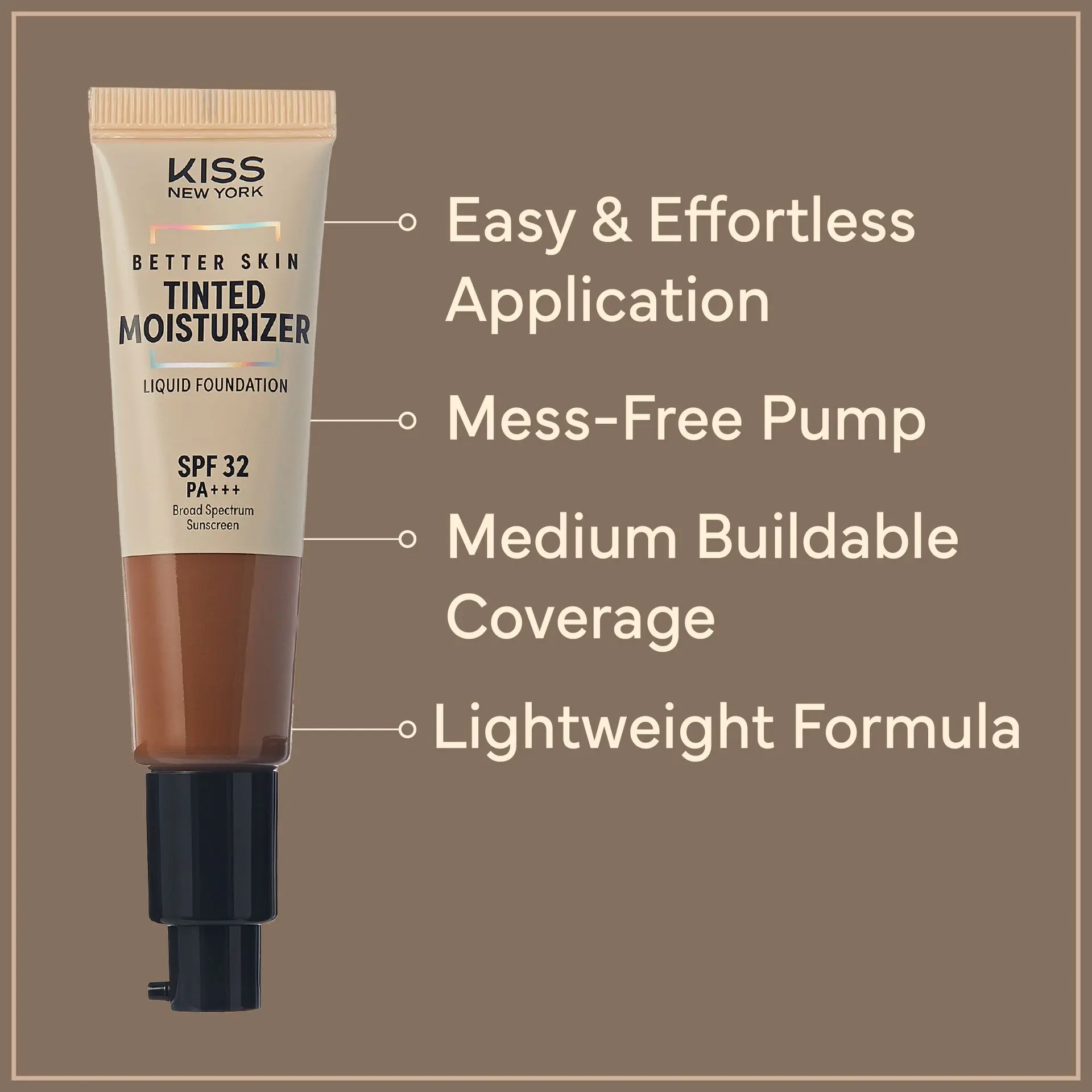 Kiss New York Hydrating Tinted Moisturizer SPF 32 PA+++ Buildable Coverage for Deep Skin Tones, 12H Wear - Image 19