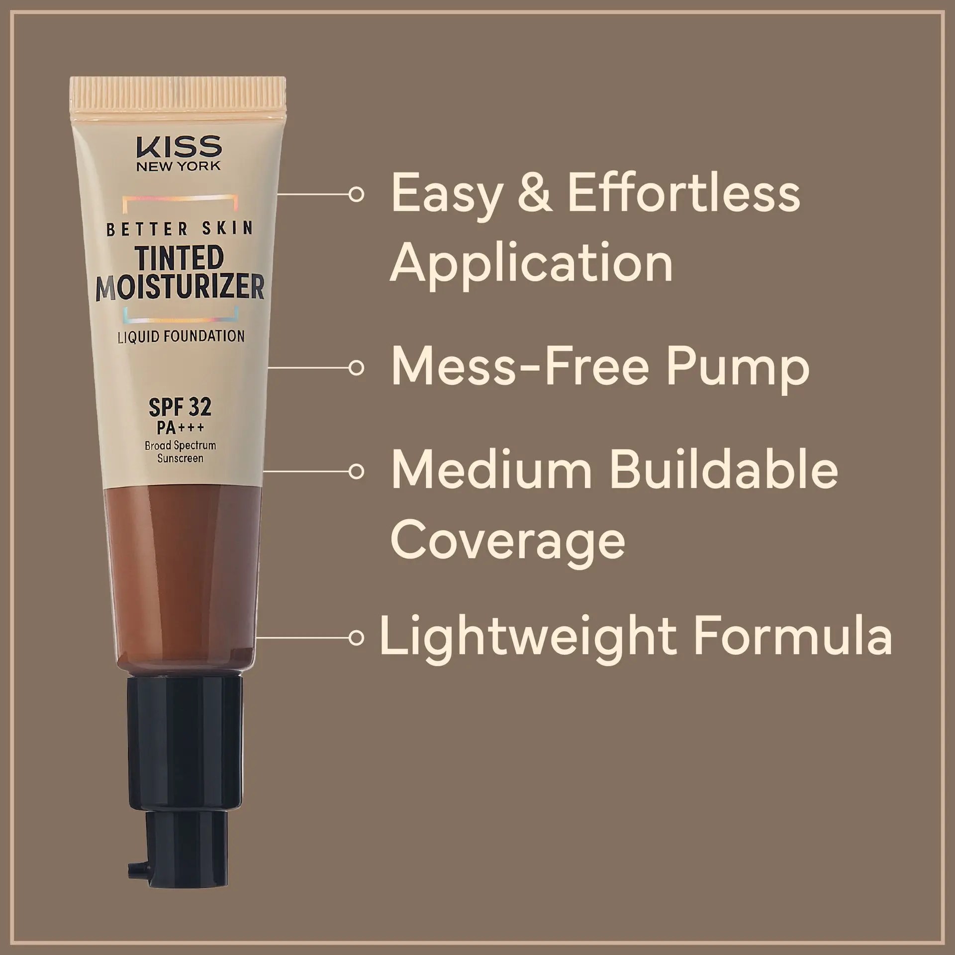 Kiss New York Hydrating Tinted Moisturizer SPF 32 PA+++ Buildable Coverage for Deep Skin Tones, 12H Wear - Image 20
