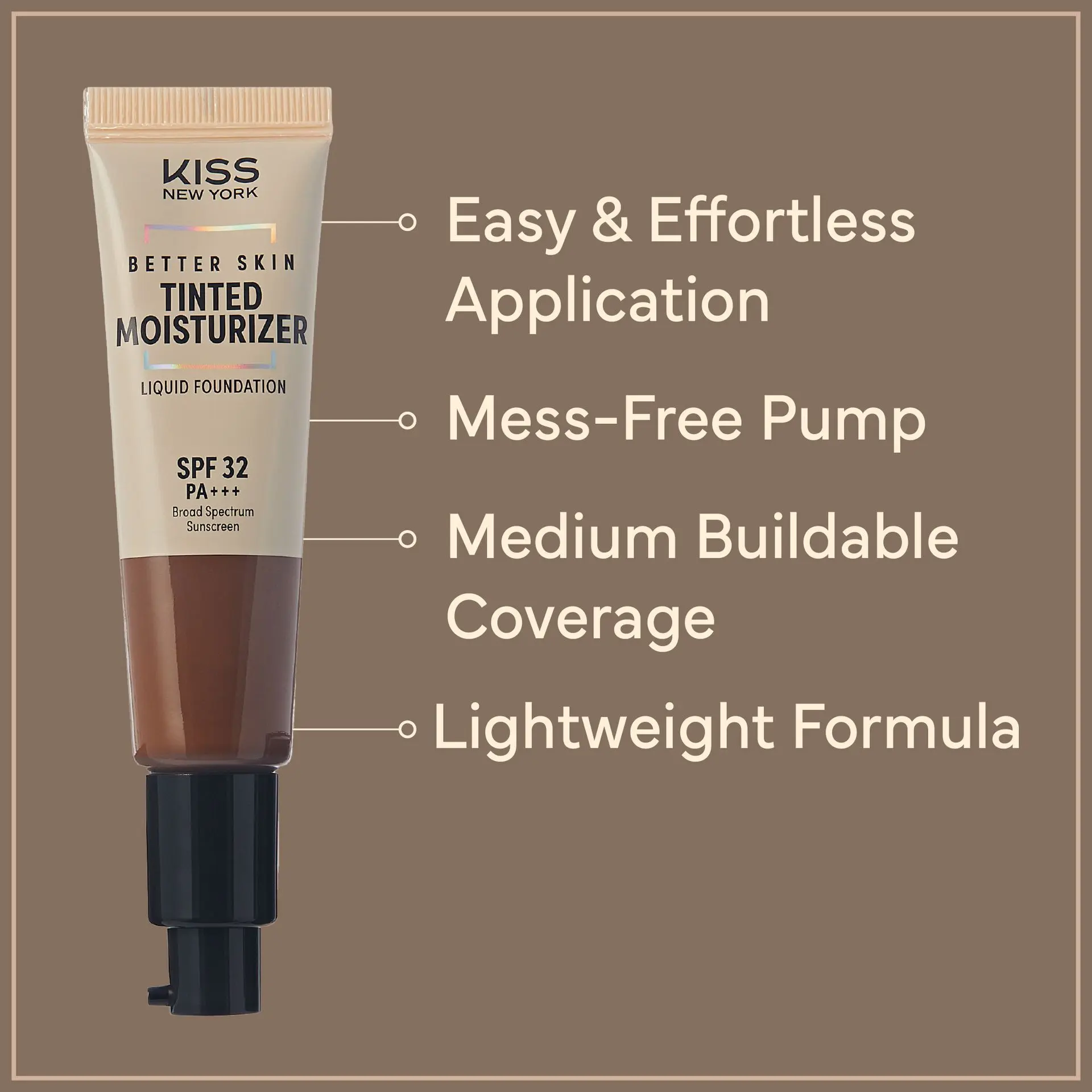 Kiss New York Hydrating Tinted Moisturizer SPF 32 PA+++ Buildable Coverage for Deep Skin Tones, 12H Wear - Image 26