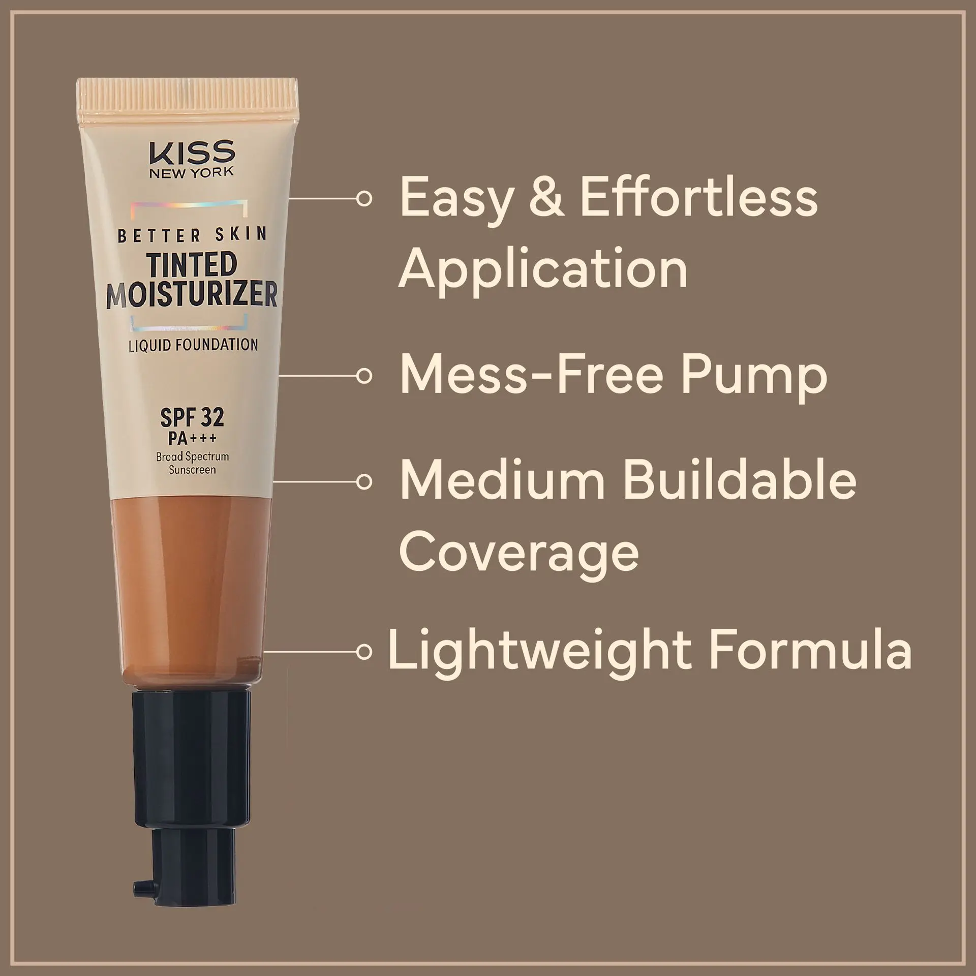 Kiss New York Hydrating Tinted Moisturizer SPF 32 PA+++ Buildable Coverage for Deep Skin Tones, 12H Wear - Image 55