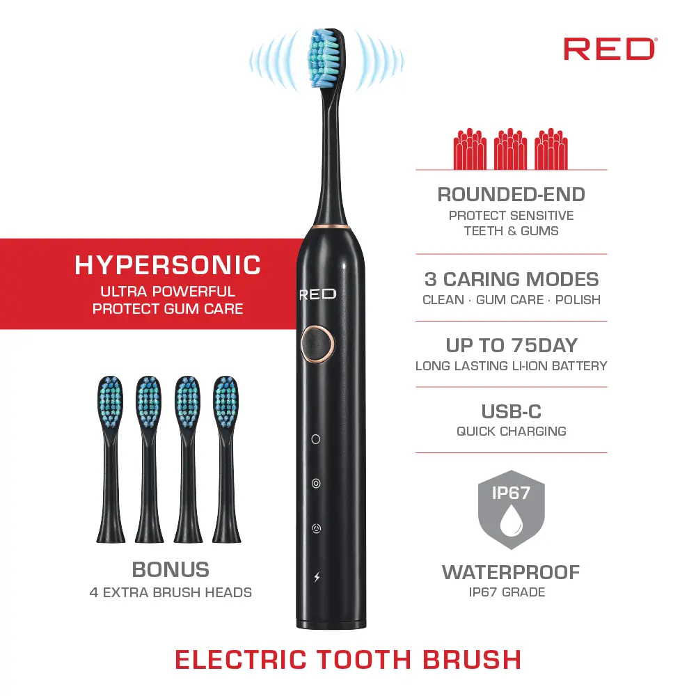 RED by KISS Hypersonic Sonic Electric Toothbrush – Waterproof Design with 75-Day Battery Life - Image 19