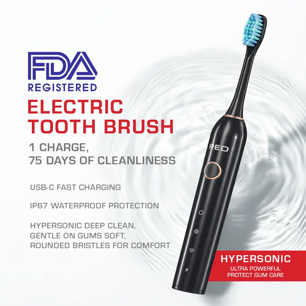 RED by KISS Hypersonic Sonic Electric Toothbrush – Waterproof Design with 75-Day Battery Life - Image 27