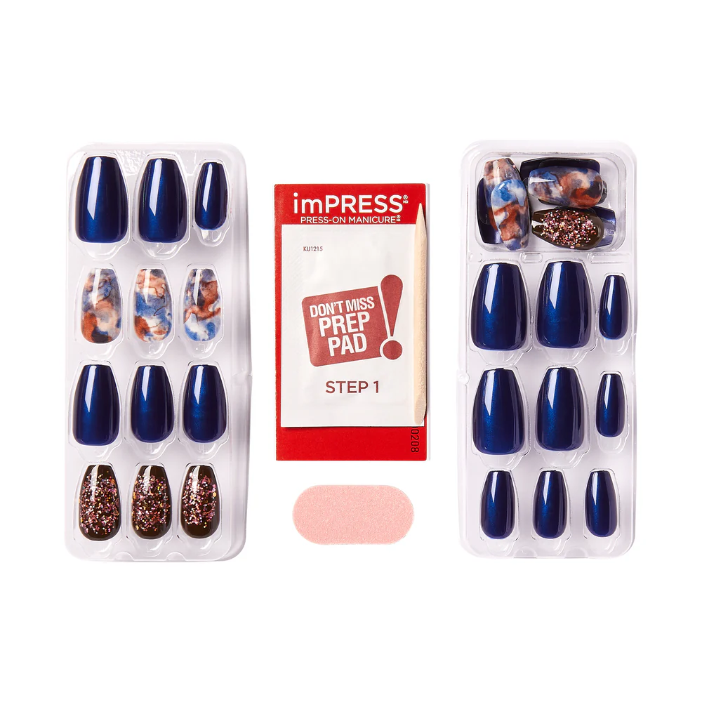 KISS imPRESS Press-On Manicure Fake Nails – Indigo Autumn - Image 2