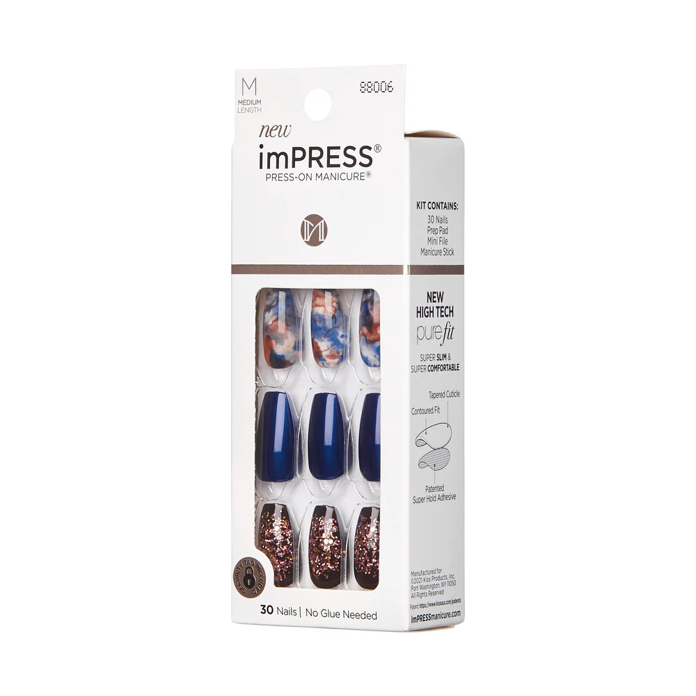 KISS imPRESS Press-On Manicure Fake Nails – Indigo Autumn - Image 3