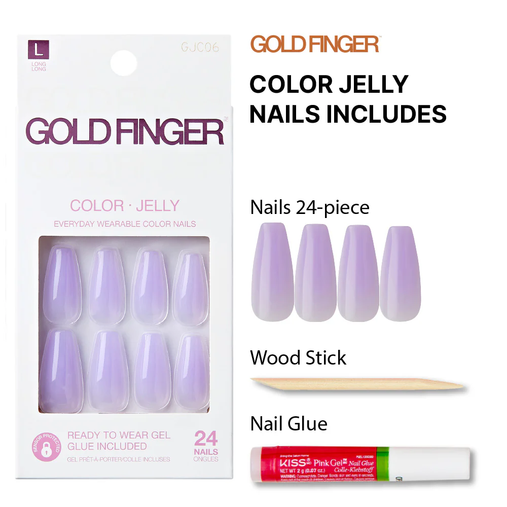 Gold Finger Jelly Color Nails - Fresh Cotton - Image 3