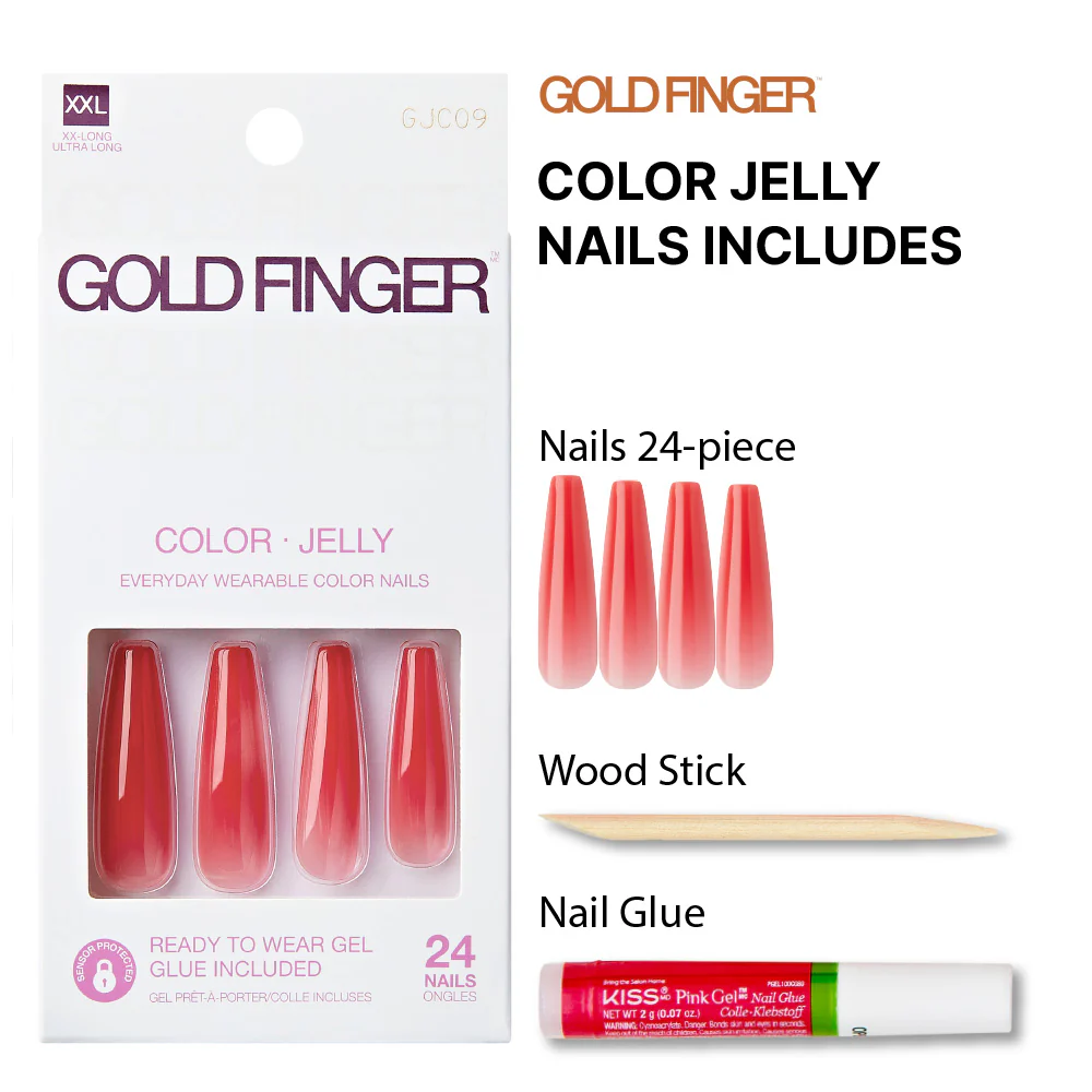 Gold Finger Jelly Color Nails - Orange Burst - Image 3