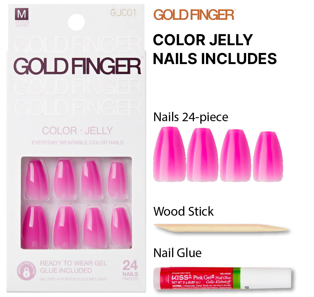 Gold Finger Jelly Color Nails - Snowy - Image 3