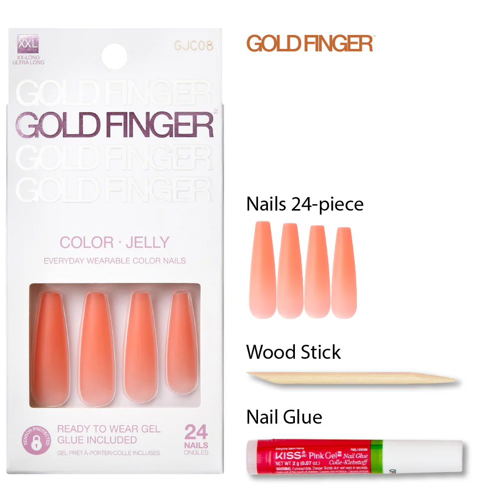 Gold Finger Jelly Color Nails - Watermelon - Image 3