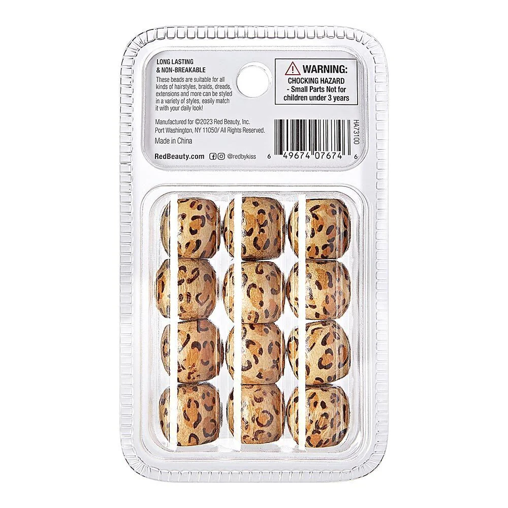 RED by KISS Jumbo Leopard Pattern Wood Hair Beads (12pcs) - Image 5