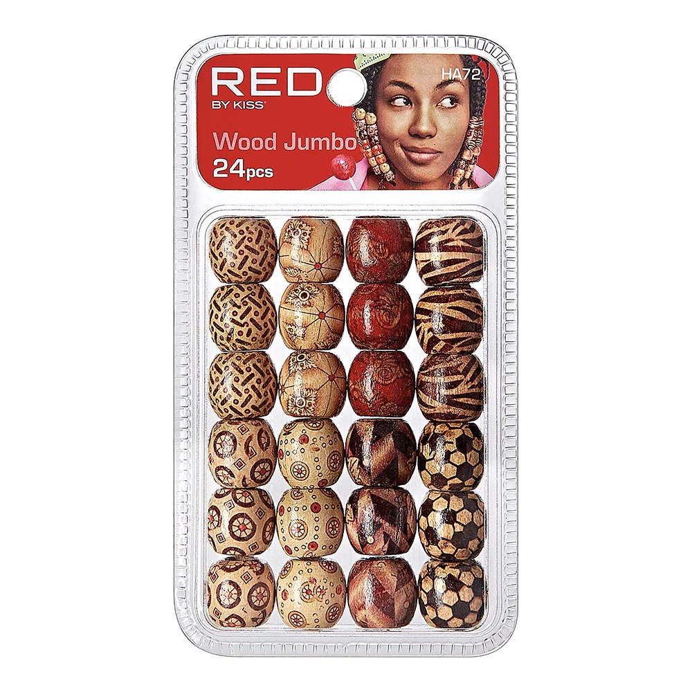 RED by KISS Jumbo Wood Hair Beads (24pcs) - Image 3