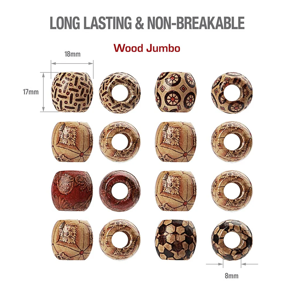 RED by KISS Jumbo Wood Hair Beads (24pcs) - Image 4