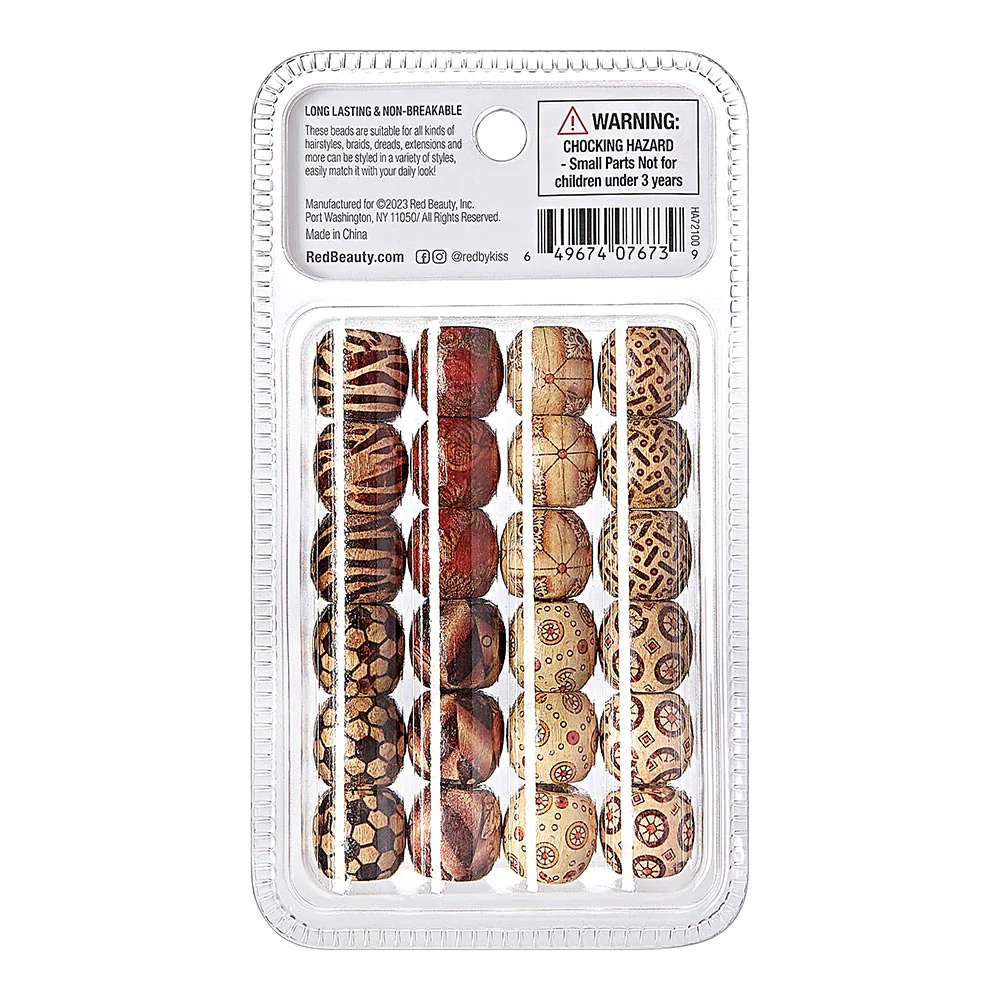 RED by KISS Jumbo Wood Hair Beads (24pcs) - Image 6