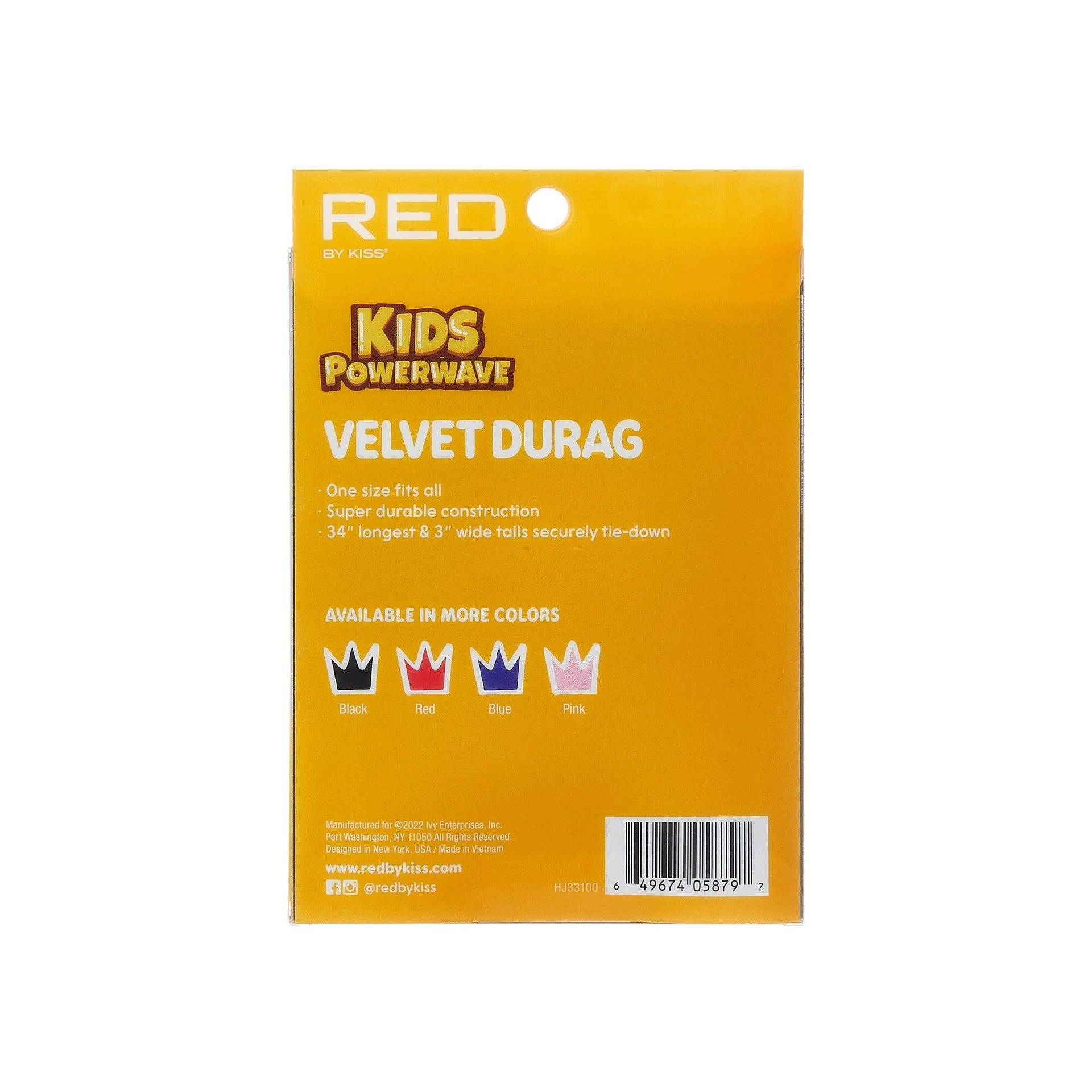 RED by KISS Kids Power Wave Velvet Durag - Image 3