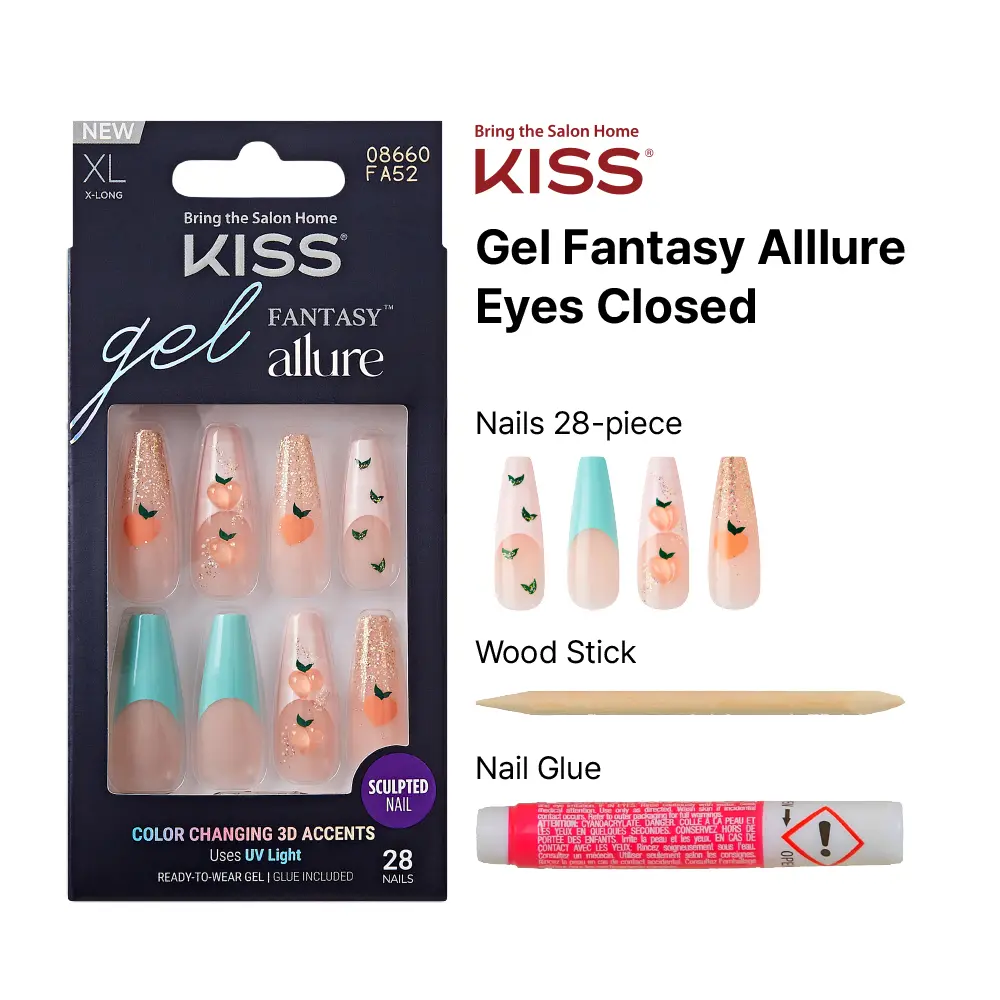 Kiss Gel Fantasy Glue On Nails - Long Lasting False Nails - Image 24