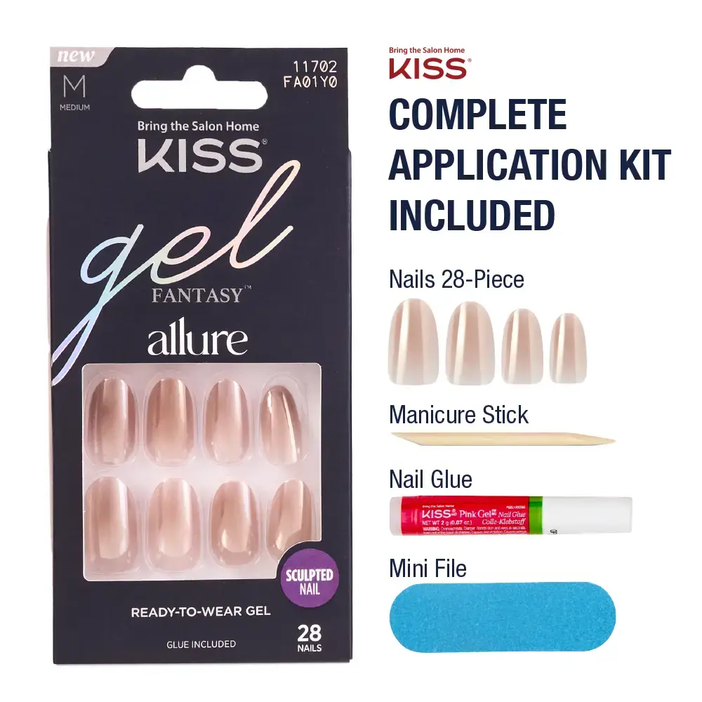 Kiss Gel Fantasy Glue On Nails - Long Lasting False Nails - Image 3