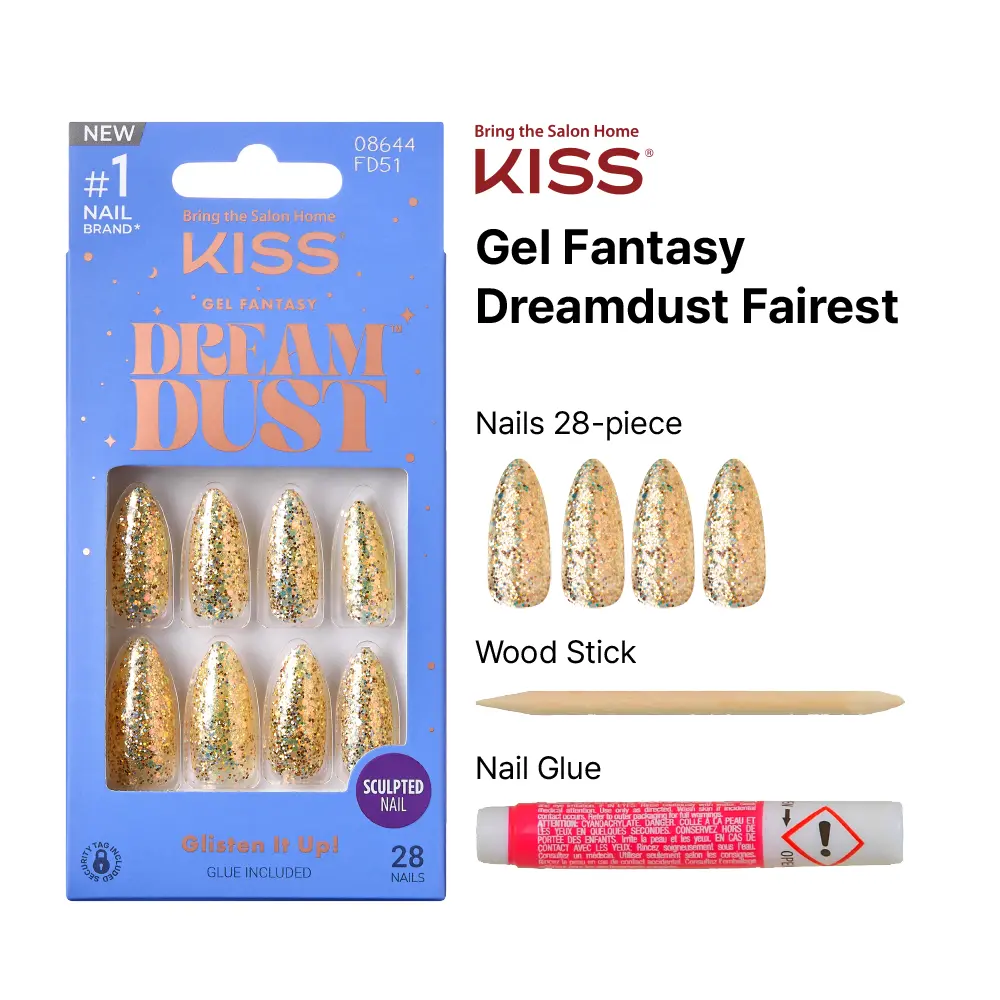 Kiss Gel Fantasy Glue On Nails - Long Lasting False Nails - Image 54