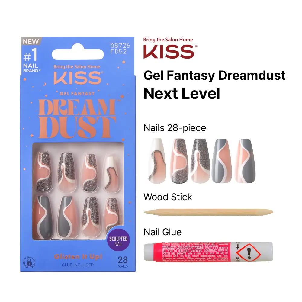 Kiss Gel Fantasy Glue On Nails - Long Lasting False Nails - Image 61