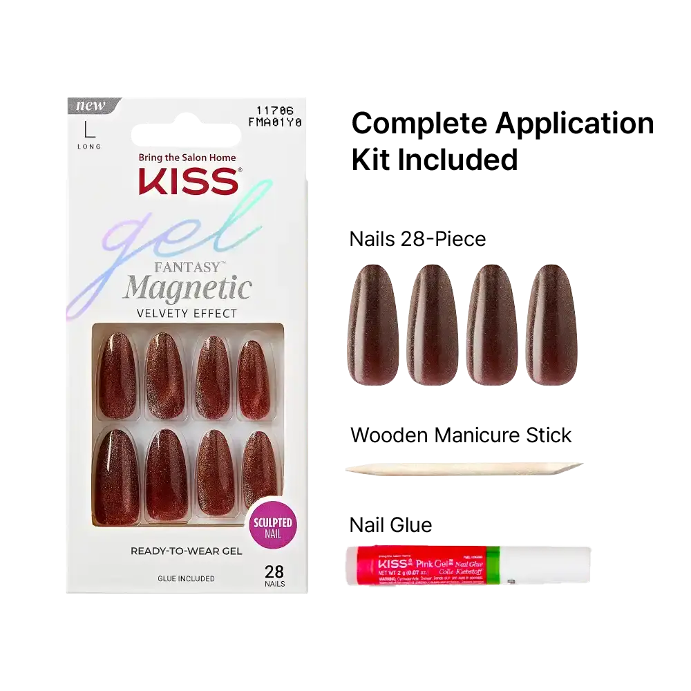 Kiss Gel Fantasy Glue On Nails - Long Lasting False Nails - Image 75