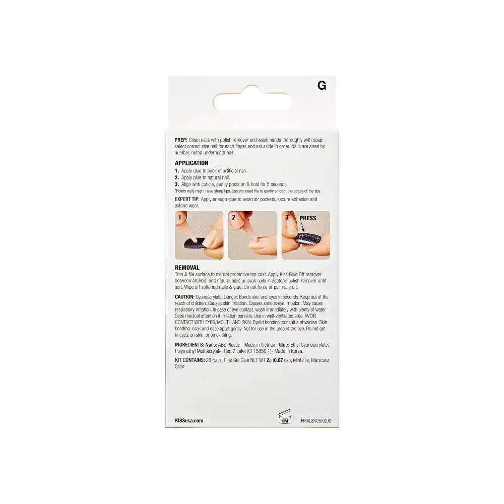 Kiss Gel Fantasy Glue On Nails - Long Lasting False Nails - Image 78