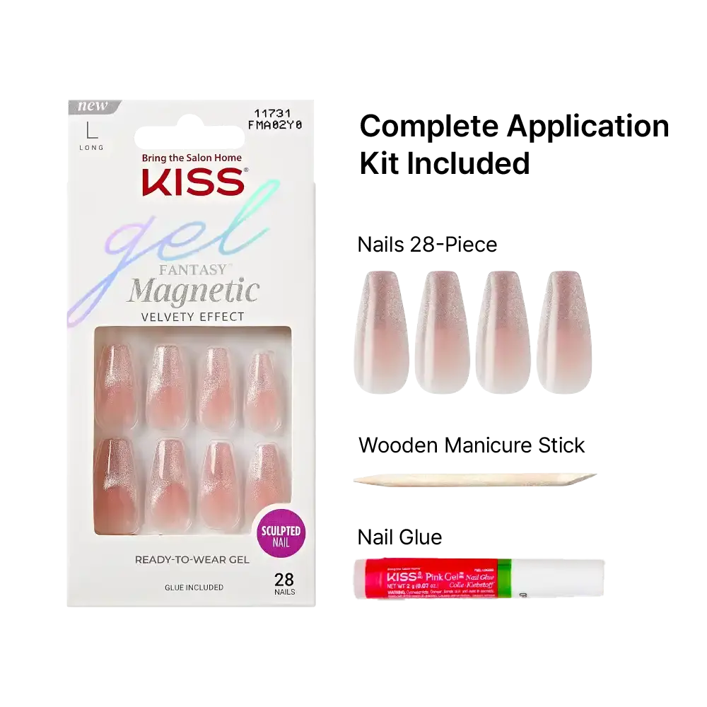 Kiss Gel Fantasy Glue On Nails - Long Lasting False Nails - Image 81