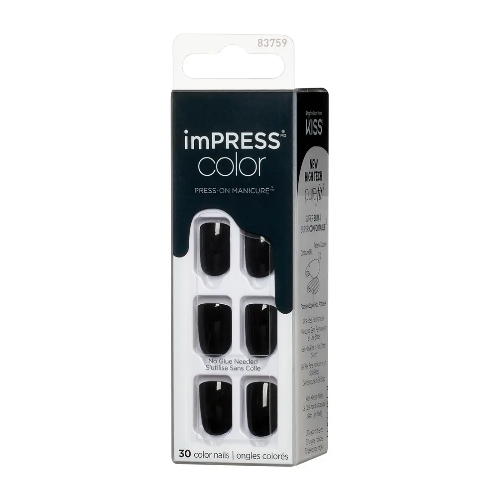 KISS imPRESS No Glue Mani Press-On Nails - All Black - Image 3